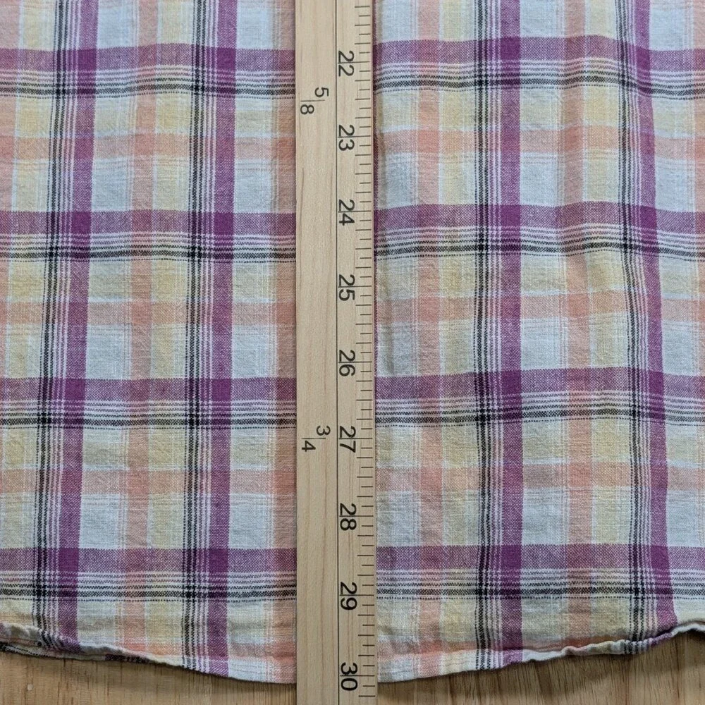 Banana Republic XXL Linen Cotton Plaid Short Sleeve Button Up Shirt